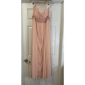 DAVID’S Bridal Convertible Versa Mesh Dress Full Length Strapless Bellini Sz 16
